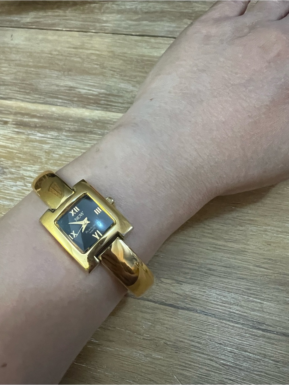 Gold Tone Square Face Bracelet Watch - Black Dial